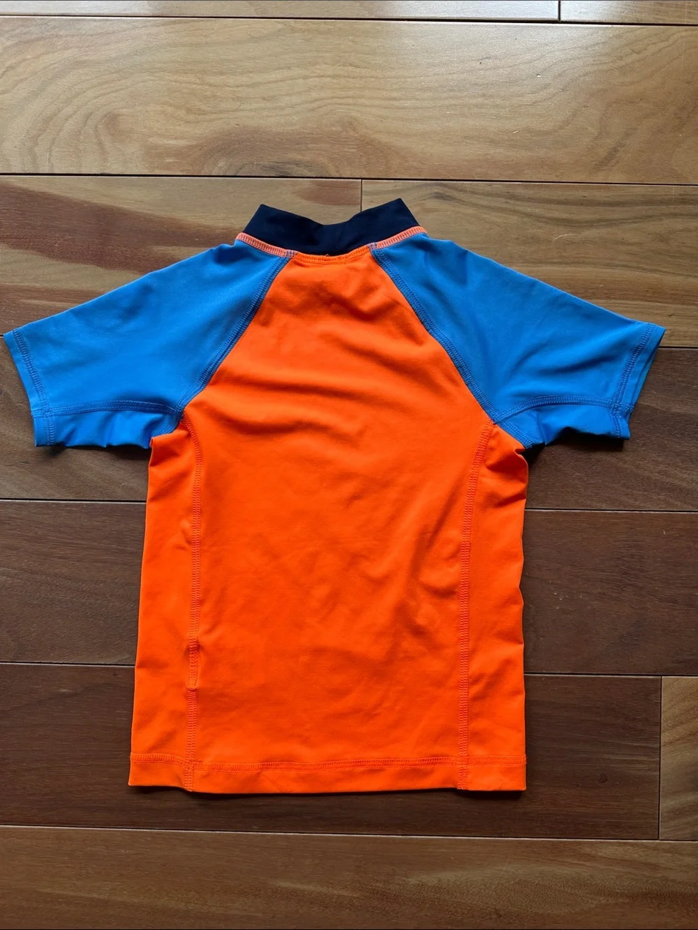 Lands End Kids Orange & Blue Rash Guard Swim Shirt 3T